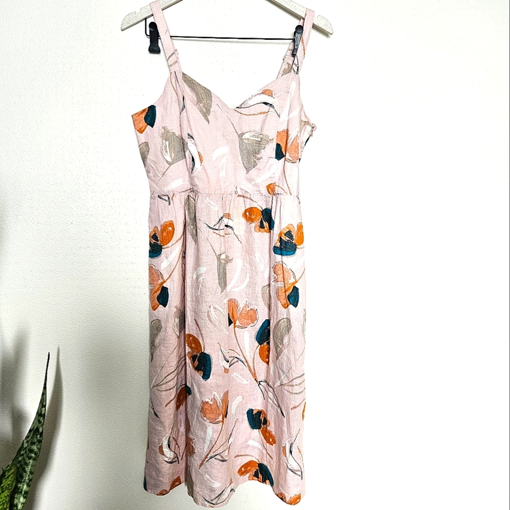 Rachel Zoe Linen Floral Midi Dress